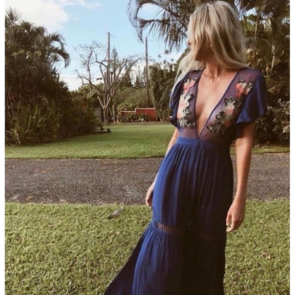 Vintage Cleobella Amery Embroidered Maxi Dress | Medium